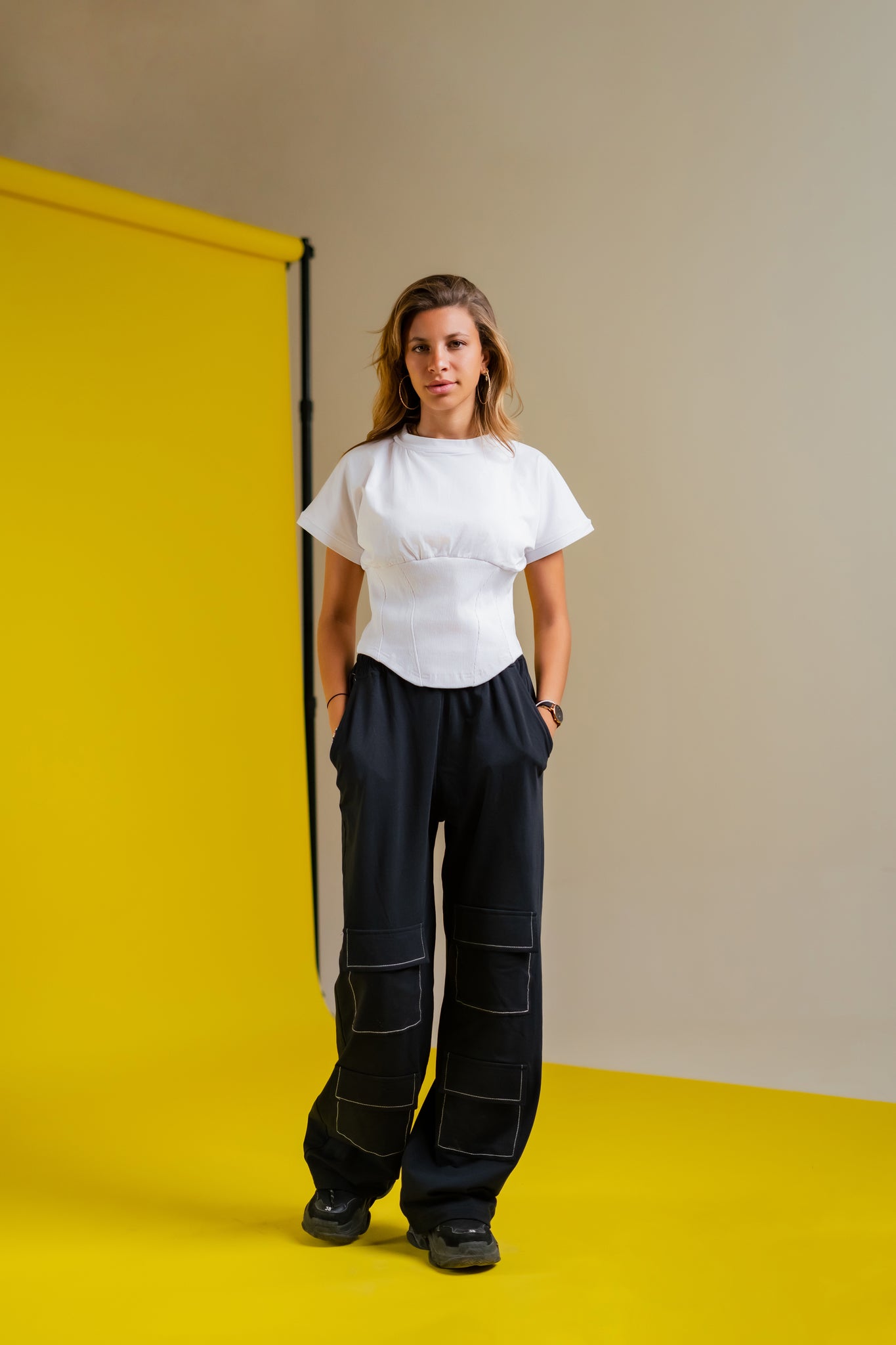 Black Wide Leg Cargo Pants