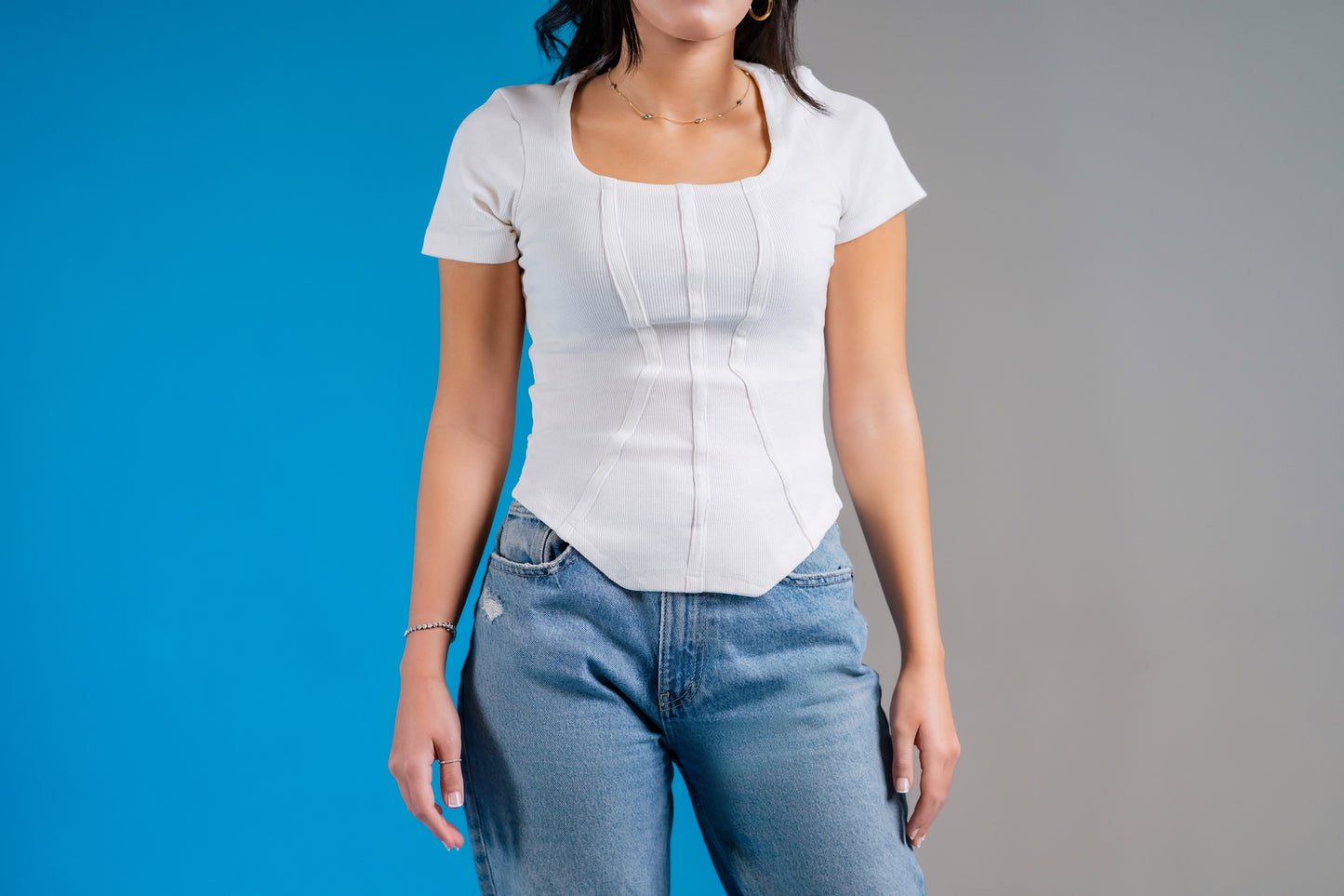 Short Sleeve Square Neck Top