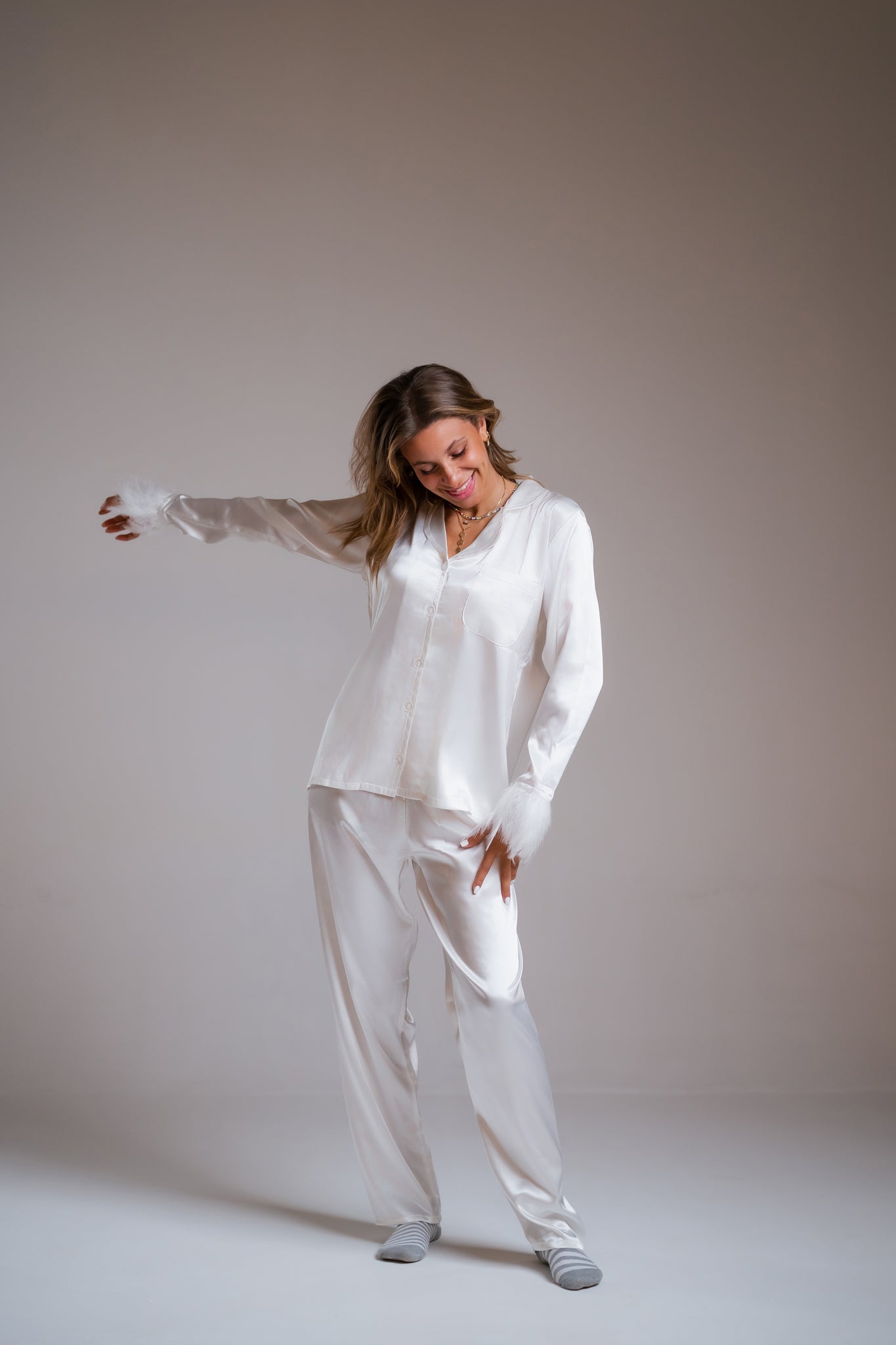 White Satin Pj