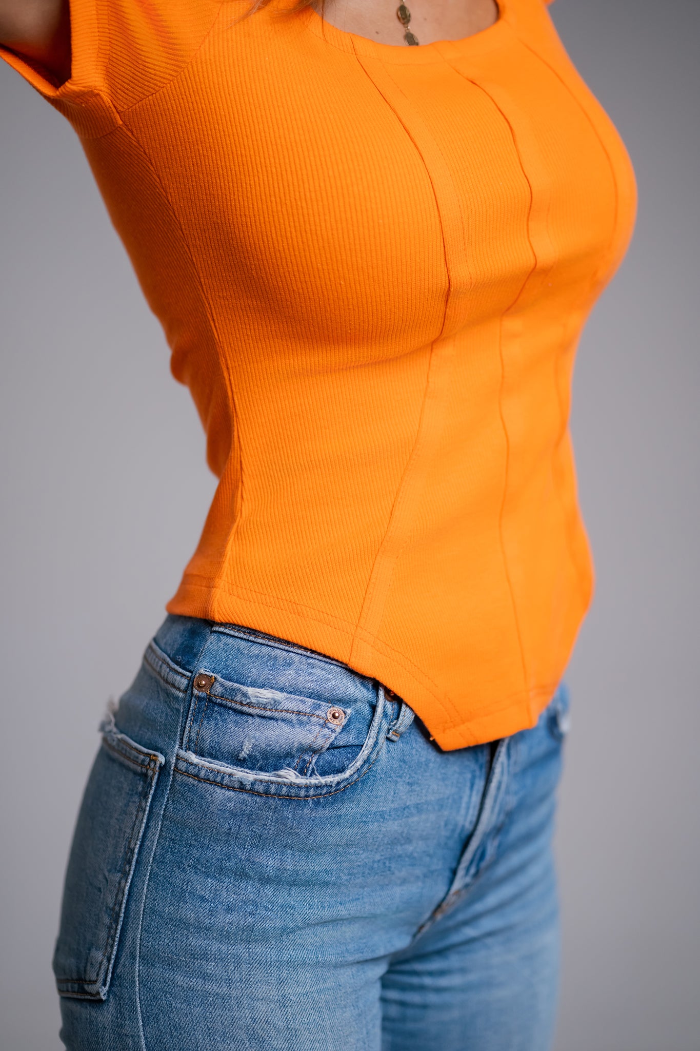 Orange Square Neck Top