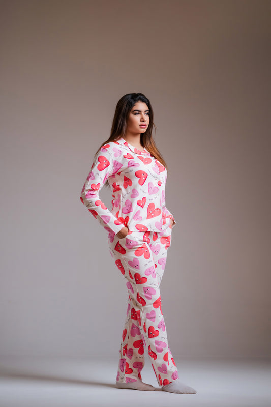 Hearts Full Sleeve Pj set